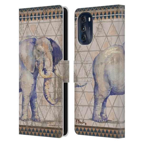 Paul Brent Animals Tribal Elephant Leather Book Wallet Case Cover For Motorola Moto G (2022)