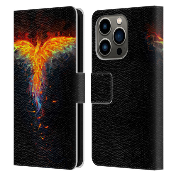 Christos Karapanos Phoenix 2 Bird 3 Leather Book Wallet Case Cover For Apple iPhone 14 Pro