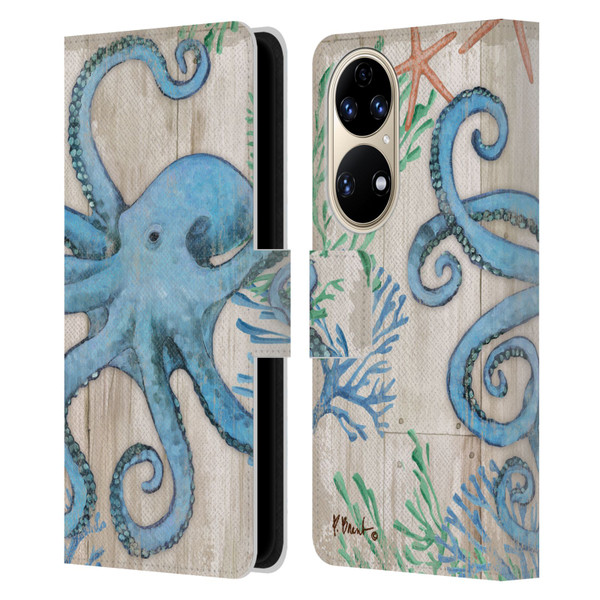 Paul Brent Coastal Sealife Leather Book Wallet Case Cover For Huawei P50