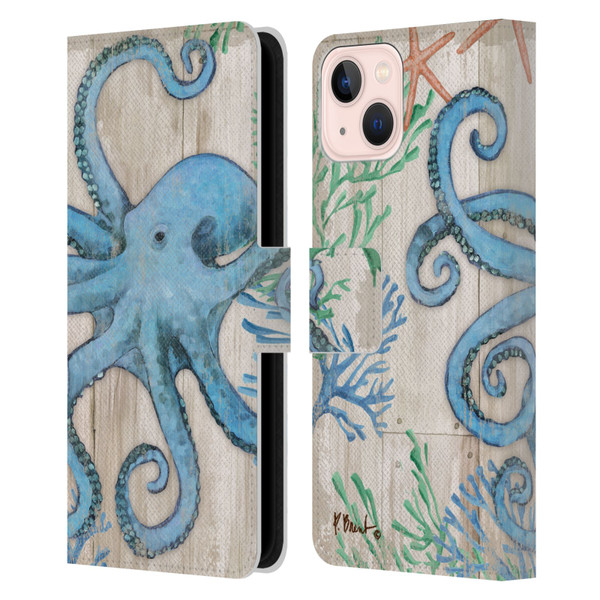 Paul Brent Coastal Sealife Leather Book Wallet Case Cover For Apple iPhone 13