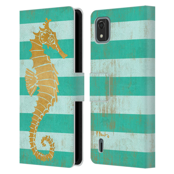 Paul Brent Coastal Gold Seahorse Leather Book Wallet Case Cover For Nokia C2 2nd Edition