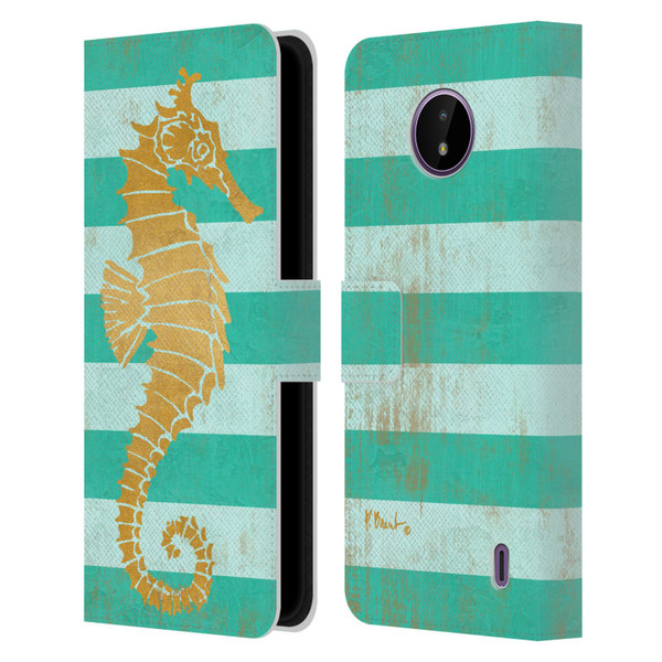 Paul Brent Coastal Gold Seahorse Leather Book Wallet Case Cover For Nokia C10 / C20