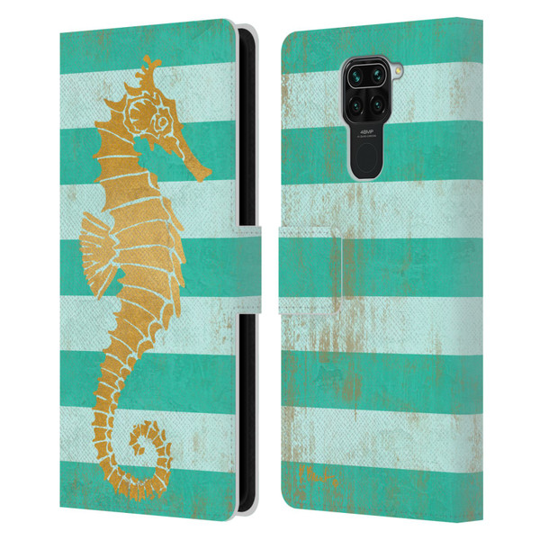 Paul Brent Coastal Gold Seahorse Leather Book Wallet Case Cover For Xiaomi Redmi Note 9 / Redmi 10X 4G