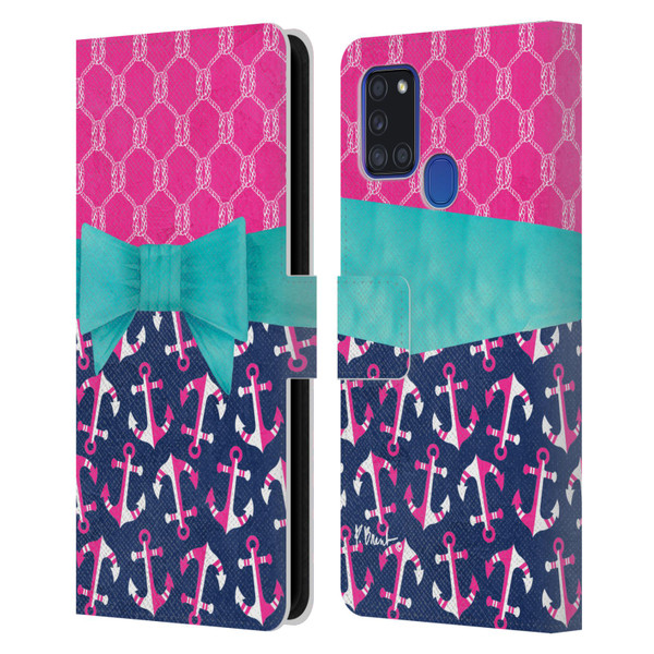 Paul Brent Nautical Bow Leather Book Wallet Case Cover For Samsung Galaxy A21s (2020)