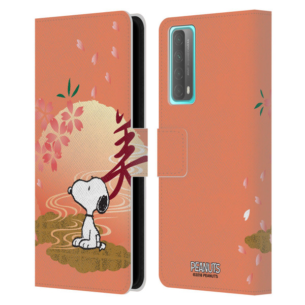Peanuts Oriental Snoopy Sakura Leather Book Wallet Case Cover For Huawei P Smart (2021)