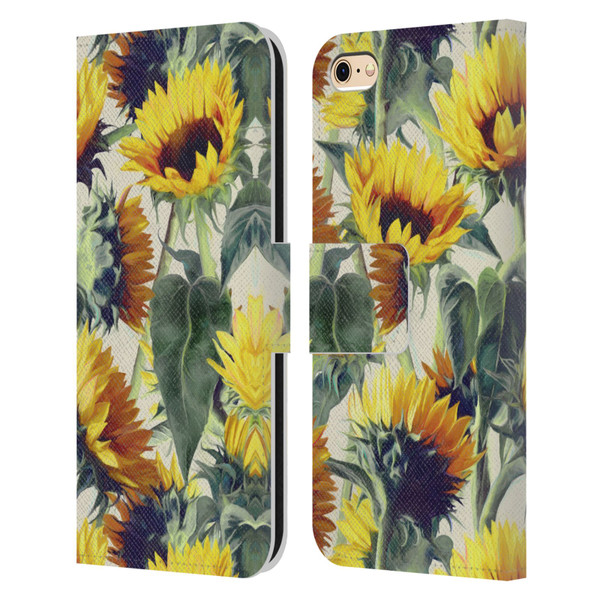 Micklyn Le Feuvre Florals Sunflowers Forever Leather Book Wallet Case Cover For Apple iPhone 6 / iPhone 6s