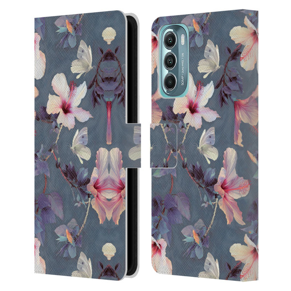 Micklyn Le Feuvre Florals Butterflies and Hibiscus Leather Book Wallet Case Cover For Motorola Moto G Stylus 5G (2022)