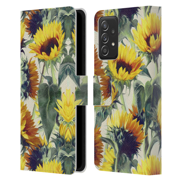 Micklyn Le Feuvre Florals Sunflowers Forever Leather Book Wallet Case Cover For Samsung Galaxy A52 / A52s / 5G (2021)