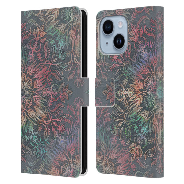 Micklyn Le Feuvre Floral Patterns Winter Sunset Mandala Leather Book Wallet Case Cover For Apple iPhone 14 Plus