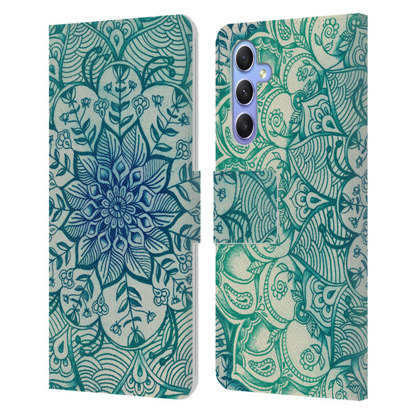 Micklyn Le Feuvre Mandala 3 Emerald Doodle Leather Book Wallet Case Cover For Samsung Galaxy A34 5G