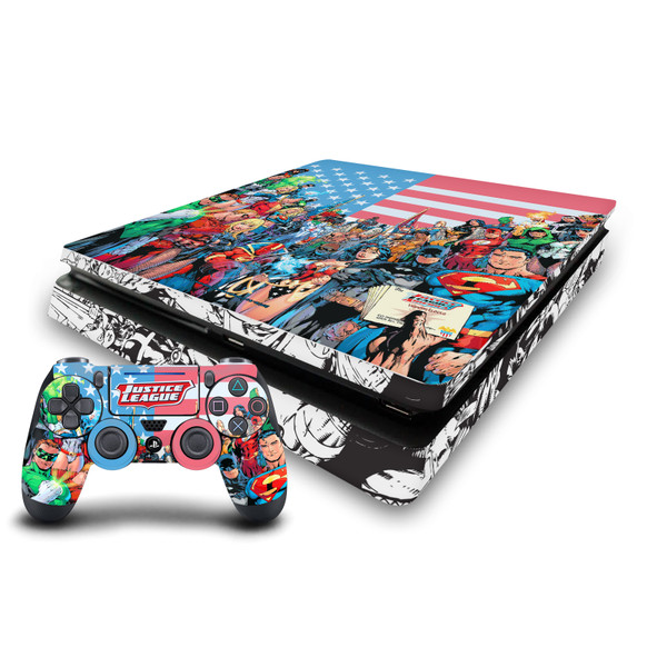 Justice League DC Comics Comic Book Covers Of America #1 Vinyl Sticker Skin Decal Cover for Sony PS4 Slim Console & Controller
