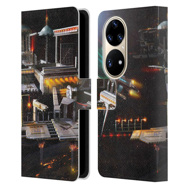 Anthony Christou Art Space Station Leather Book Wallet Case Cover For Huawei P50 Pro