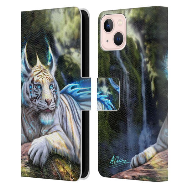 Anthony Christou Art Water Tiger Leather Book Wallet Case Cover For Apple iPhone 13