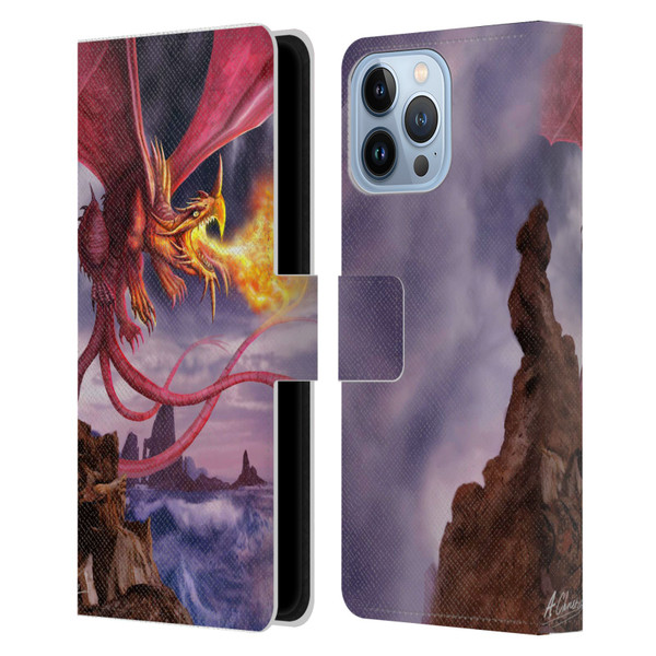 Anthony Christou Art Fire Dragon Leather Book Wallet Case Cover For Apple iPhone 13 Pro Max
