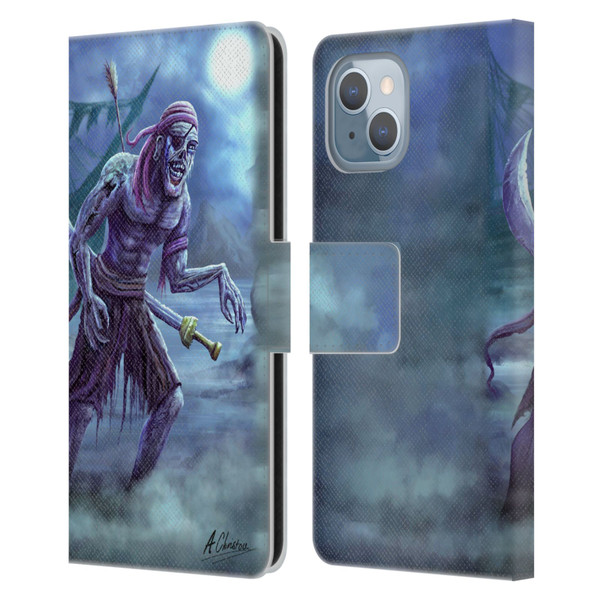 Anthony Christou Art Zombie Pirate Leather Book Wallet Case Cover For Apple iPhone 14
