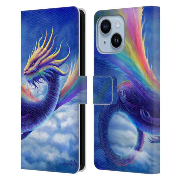 Anthony Christou Art Rainbow Dragon Leather Book Wallet Case Cover For Apple iPhone 14 Plus