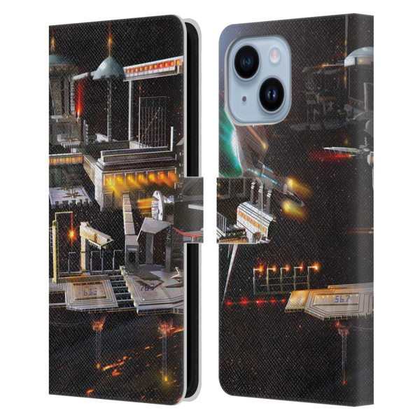 Anthony Christou Art Space Station Leather Book Wallet Case Cover For Apple iPhone 14 Plus