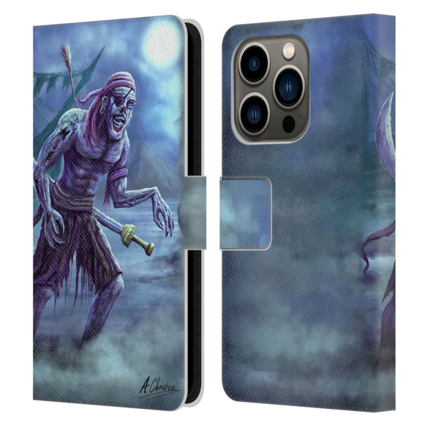 Anthony Christou Art Zombie Pirate Leather Book Wallet Case Cover For Apple iPhone 14 Pro