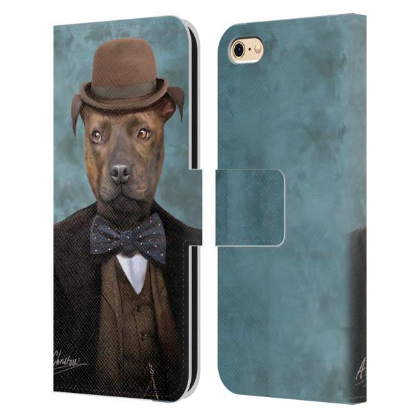Anthony Christou Art Sir Edmund Bulldog Leather Book Wallet Case Cover For Apple iPhone 6 / iPhone 6s
