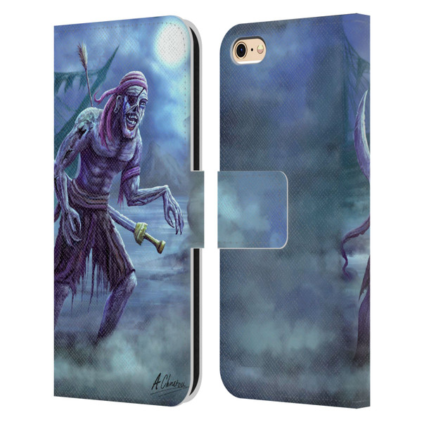 Anthony Christou Art Zombie Pirate Leather Book Wallet Case Cover For Apple iPhone 6 / iPhone 6s