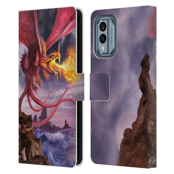 Anthony Christou Art Fire Dragon Leather Book Wallet Case Cover For Nokia X30