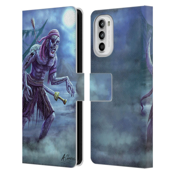 Anthony Christou Art Zombie Pirate Leather Book Wallet Case Cover For Motorola Moto G52