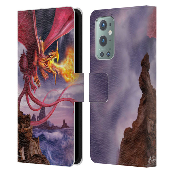 Anthony Christou Art Fire Dragon Leather Book Wallet Case Cover For OnePlus 9