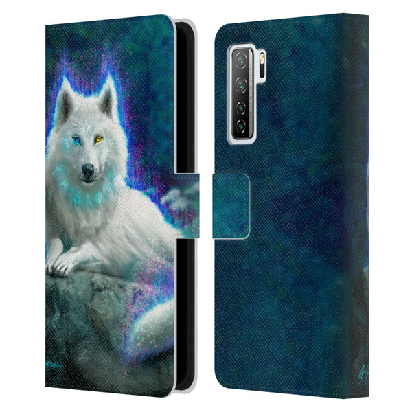 Anthony Christou Fantasy Art White Wolf Leather Book Wallet Case Cover For Huawei Nova 7 SE/P40 Lite 5G