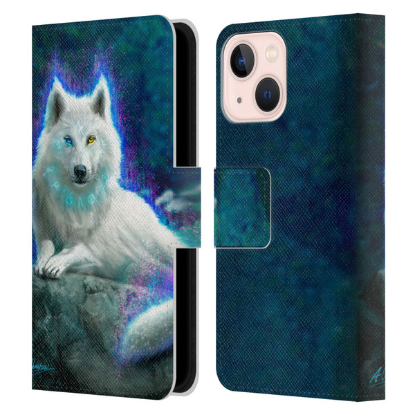 Anthony Christou Fantasy Art White Wolf Leather Book Wallet Case Cover For Apple iPhone 13 Mini