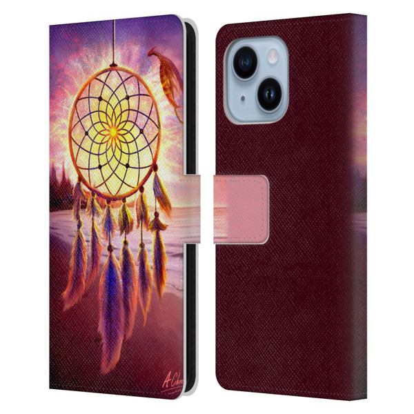 Anthony Christou Fantasy Art Beach Dragon Dream Catcher Leather Book Wallet Case Cover For Apple iPhone 14 Plus