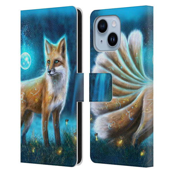 Anthony Christou Fantasy Art Magic Fox In Moonlight Leather Book Wallet Case Cover For Apple iPhone 14 Plus