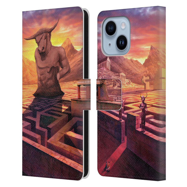 Anthony Christou Fantasy Art Minotaur In Labyrinth Leather Book Wallet Case Cover For Apple iPhone 14 Plus