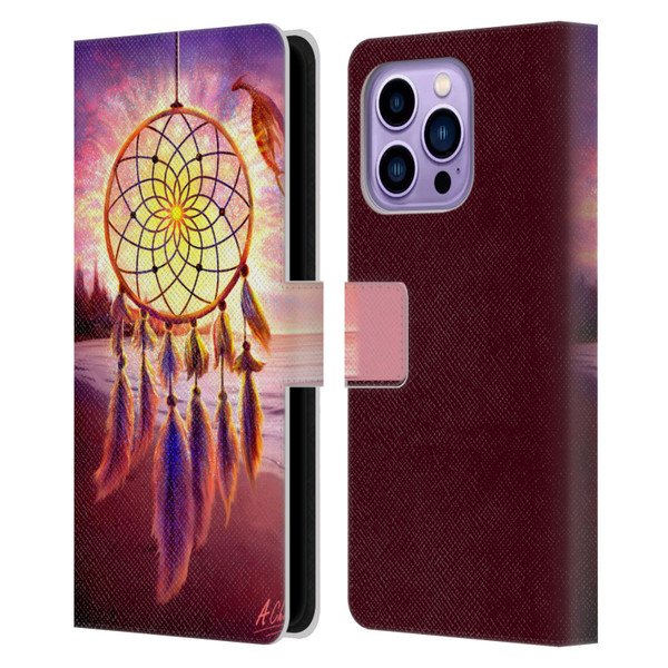 Anthony Christou Fantasy Art Beach Dragon Dream Catcher Leather Book Wallet Case Cover For Apple iPhone 14 Pro Max