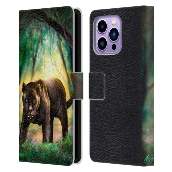 Anthony Christou Fantasy Art Black Panther Leather Book Wallet Case Cover For Apple iPhone 14 Pro Max