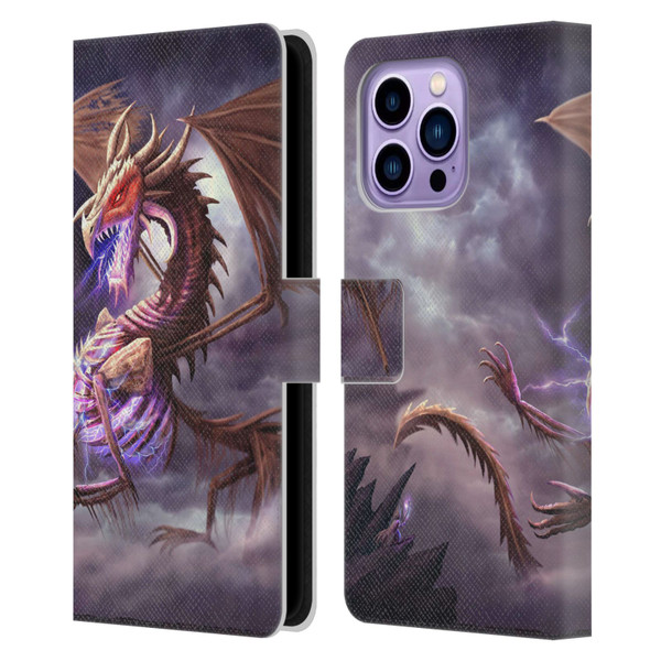Anthony Christou Fantasy Art Bone Dragon Leather Book Wallet Case Cover For Apple iPhone 14 Pro Max
