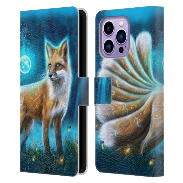 Anthony Christou Fantasy Art Magic Fox In Moonlight Leather Book Wallet Case Cover For Apple iPhone 14 Pro Max