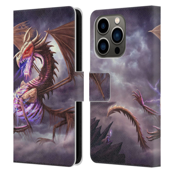 Anthony Christou Fantasy Art Bone Dragon Leather Book Wallet Case Cover For Apple iPhone 14 Pro