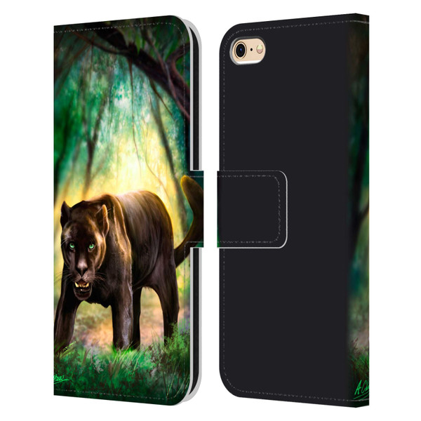 Anthony Christou Fantasy Art Black Panther Leather Book Wallet Case Cover For Apple iPhone 6 / iPhone 6s