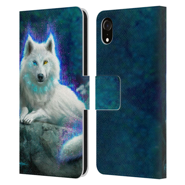 Anthony Christou Fantasy Art White Wolf Leather Book Wallet Case Cover For Apple iPhone XR