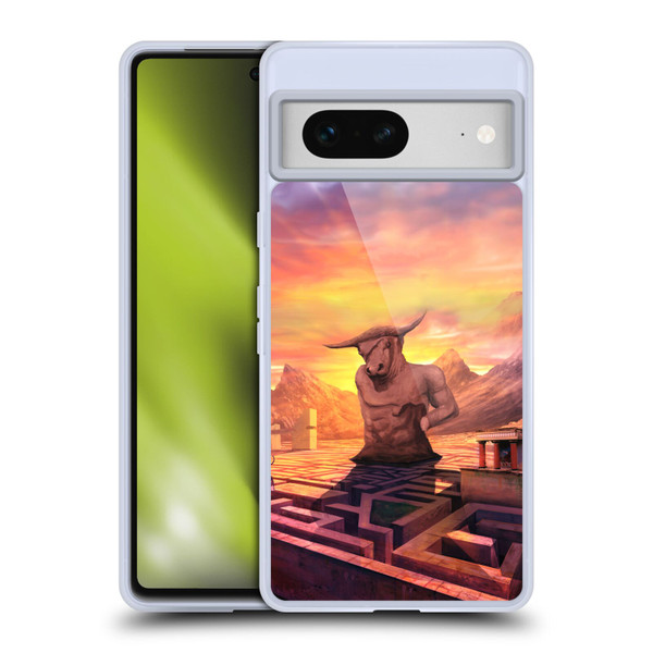 Anthony Christou Fantasy Art Minotaur In Labyrinth Soft Gel Case for Google Pixel 7