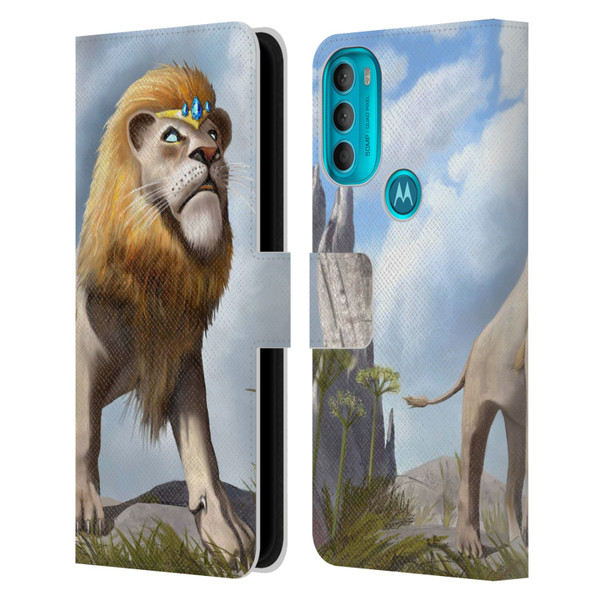 Anthony Christou Fantasy Art King Of Lions Leather Book Wallet Case Cover For Motorola Moto G71 5G