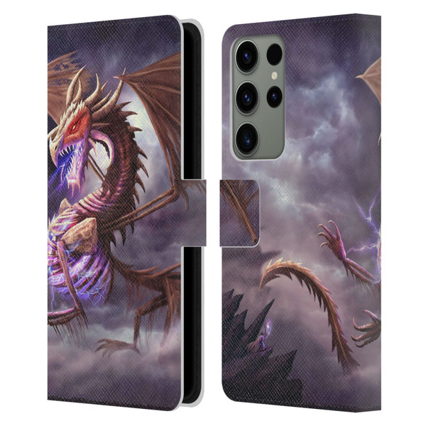Anthony Christou Fantasy Art Bone Dragon Leather Book Wallet Case Cover For Samsung Galaxy S23 Ultra 5G