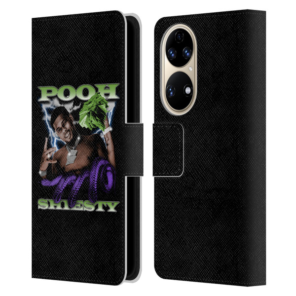 Pooh Shiesty Graphics Photo Leather Book Wallet Case Cover For Huawei P50