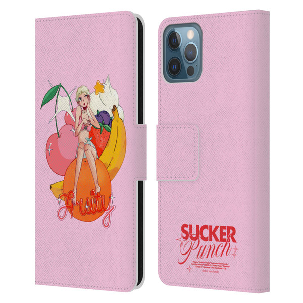 Chloe Moriondo Graphics Fruity Leather Book Wallet Case Cover For Apple iPhone 12 / iPhone 12 Pro