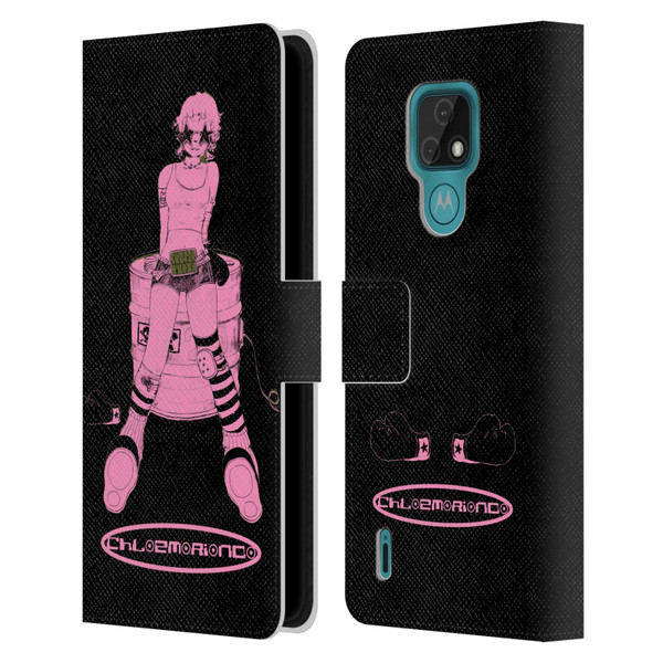 Chloe Moriondo Graphics Pink Leather Book Wallet Case Cover For Motorola Moto E7