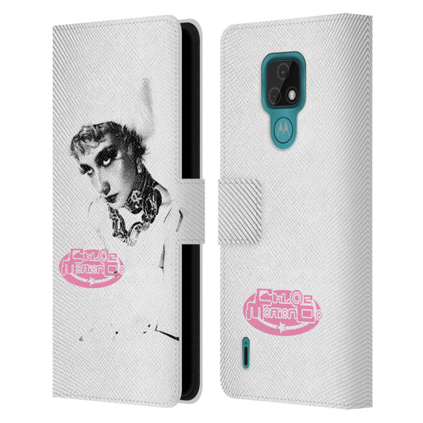 Chloe Moriondo Graphics Portrait Leather Book Wallet Case Cover For Motorola Moto E7