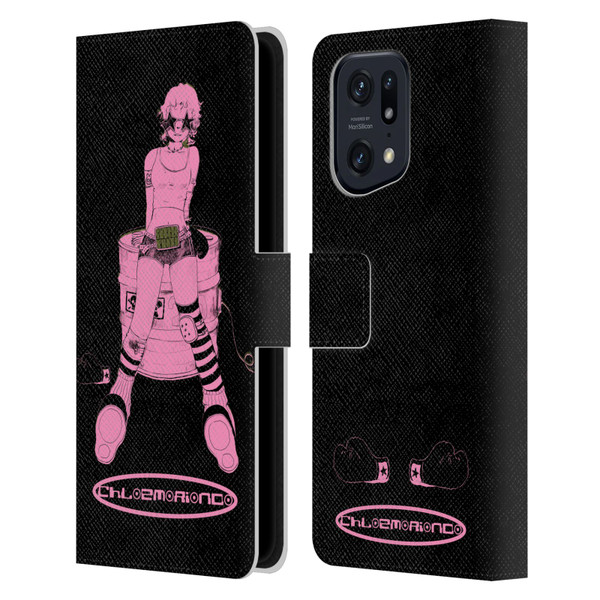 Chloe Moriondo Graphics Pink Leather Book Wallet Case Cover For OPPO Find X5 Pro