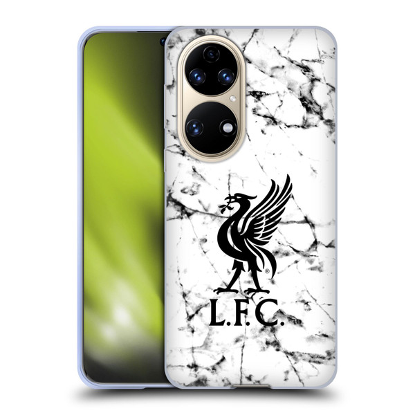 Liverpool Football Club Marble Black Liver Bird Soft Gel Case for Huawei P50