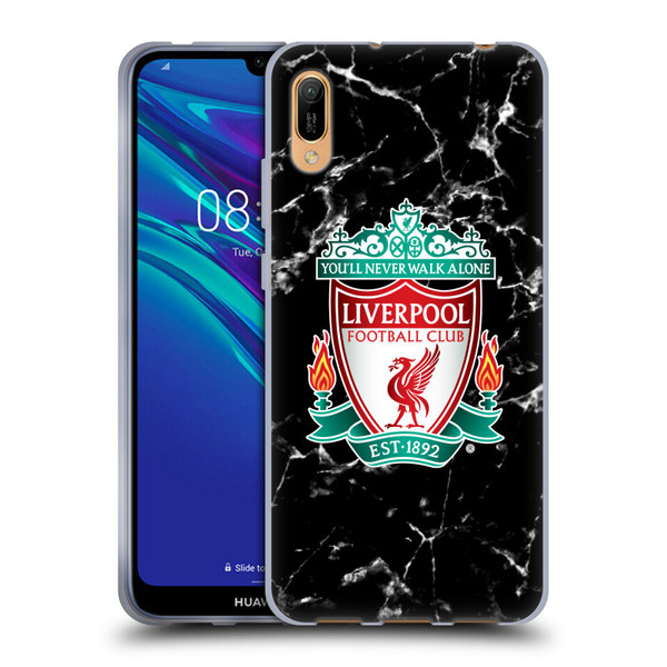 Liverpool Football Club Marble Black Crest Soft Gel Case for Huawei Y6 Pro (2019)