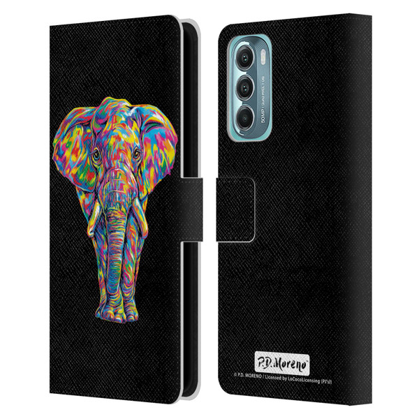 P.D. Moreno Animals Elephant Leather Book Wallet Case Cover For Motorola Moto G Stylus 5G (2022)